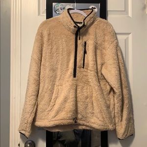 pink fluffy quarter zip